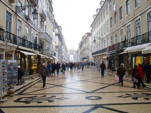Rua Augusta no inverno em Lisboa Rua Augusta no inverno em Lisboa