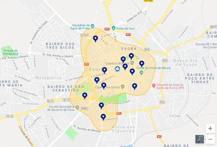 Mapa do centro de Évora Mapa do centro de Évora