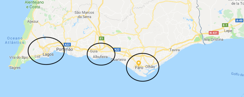 Mapa do Algarve Mapa do Algarve
