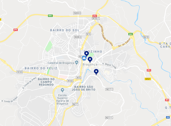 Mapa de Bragança - centro Mapa de Bragança - centro